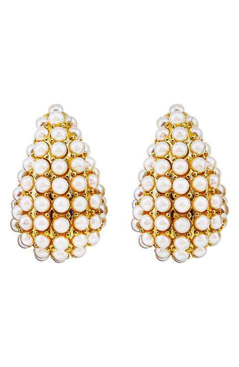 Faux Pearl Teardrop Earrings