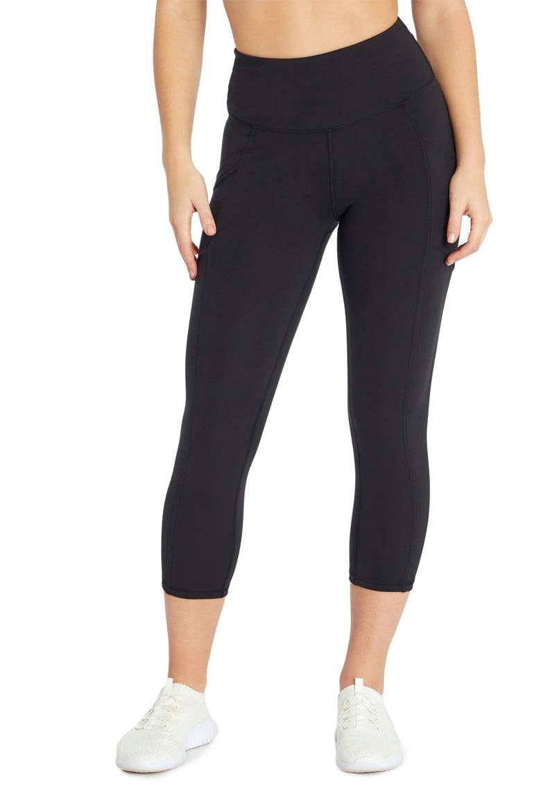 Drew High Waist Crop Pocket Leggings, Main, color, BLACK
