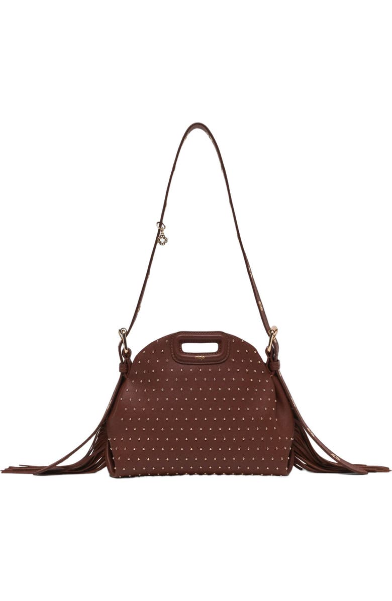 maje Miss M mini leather studded bag, Alternate, color, Brown