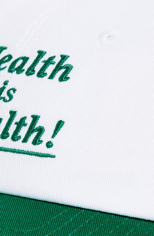 Sporty And Rich Sporty & Rich Health Is Wealth Embroidered Cotton Twill Baseball Cap In White