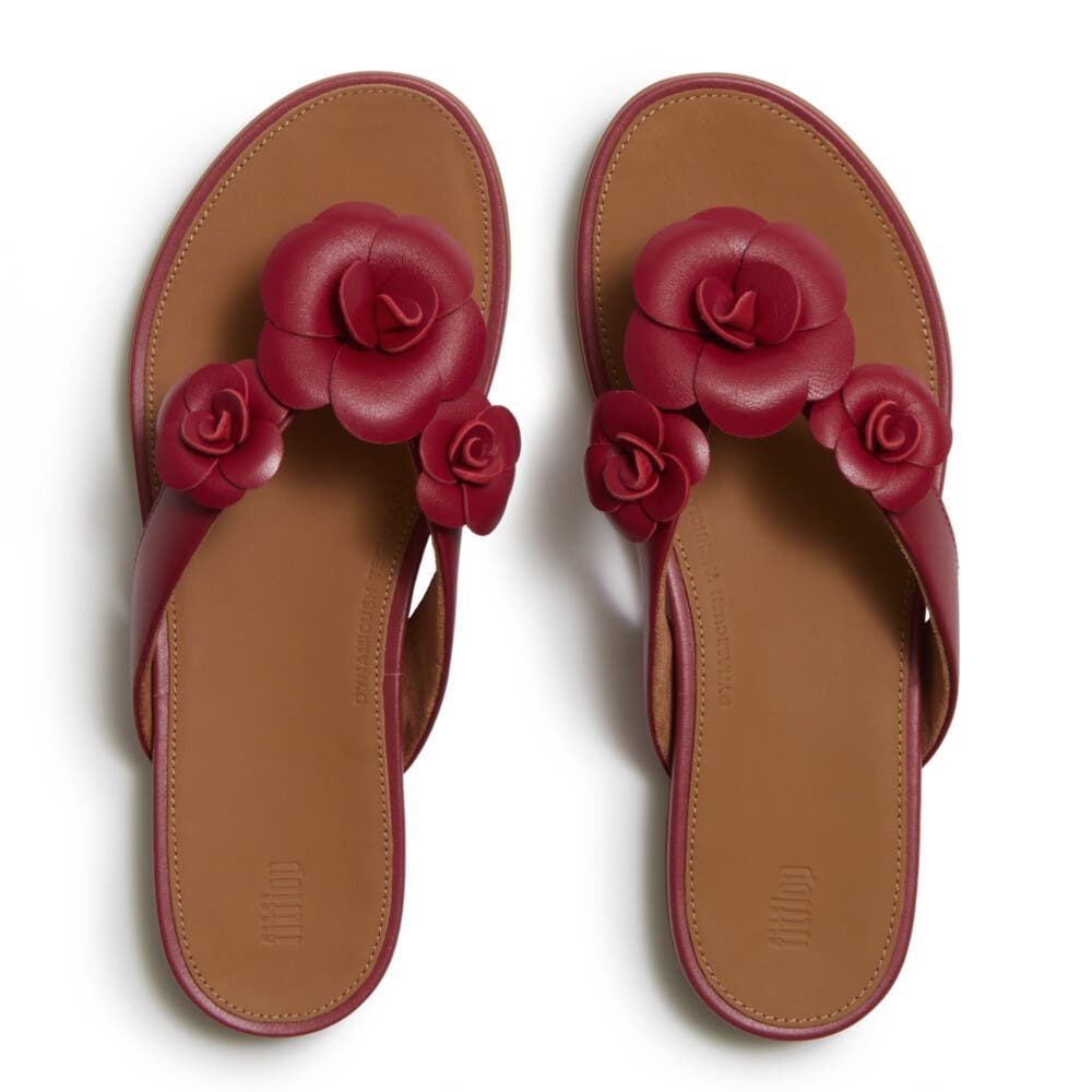 Gracie Flower Flip-Flops, Alternate, color, Burnt Berry