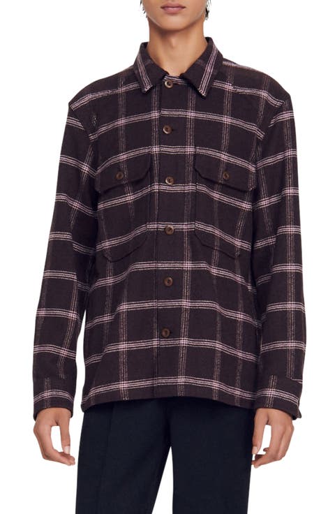 Plaid Cotton & Wool Flannel Button-Up Overshirt