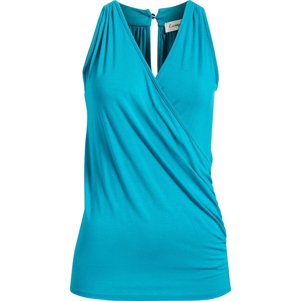 Loveappella Faux Wrap Tank In Blue