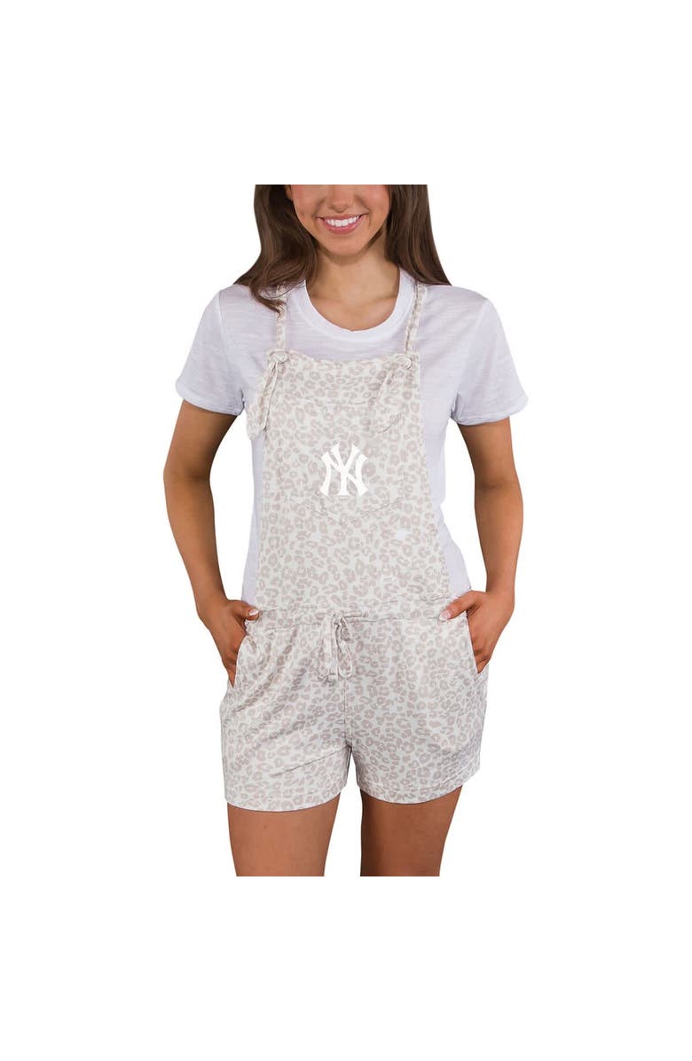 CONCEPTS SPORT Women's Concepts Sport Cream New York Yankees Montana Hacci Knit Romper Overalls, Alternate, color, Cream