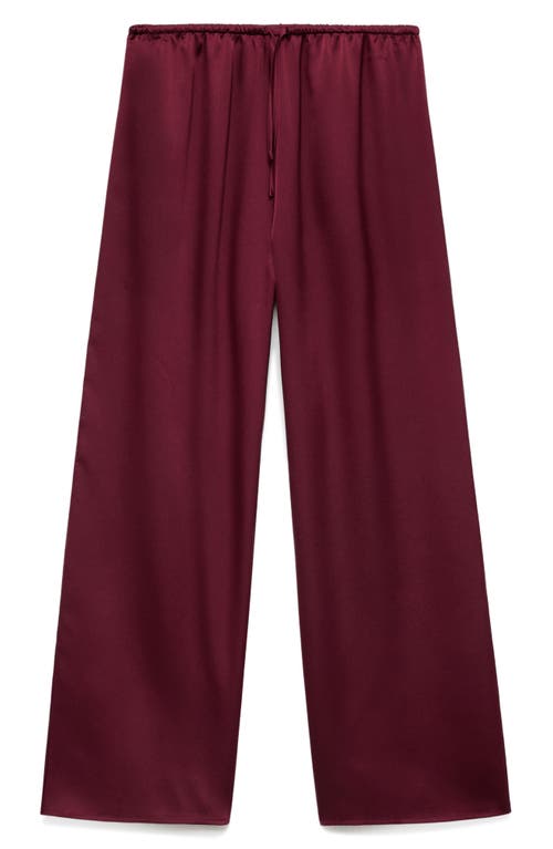Mango Tarida Frayed Linen Wide Leg Pants In Red