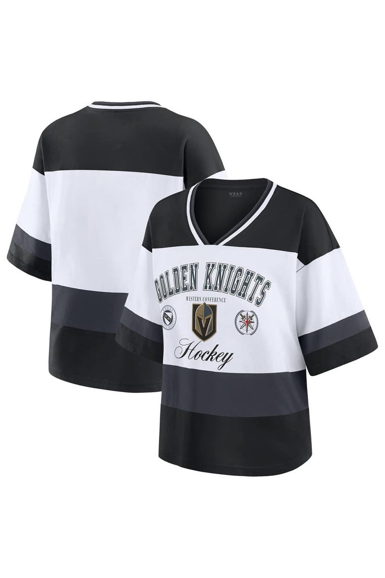 Women's WEAR by Erin Andrews Black/White Vegas Golden Knights Jersey Style Tee, Main, color, Black