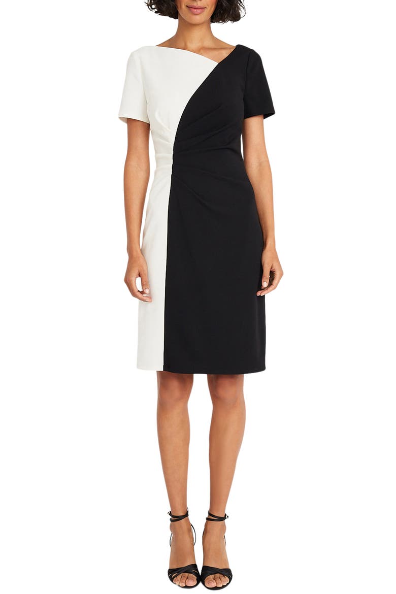 Colorblock Bodycon Dress, Main, color, BLACK/ WHITE