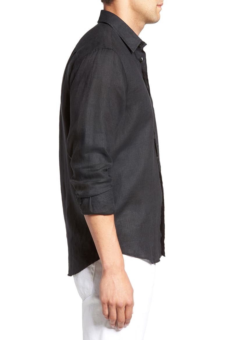 Men's Linen Solid Shirt, Alternate, color, BLACK