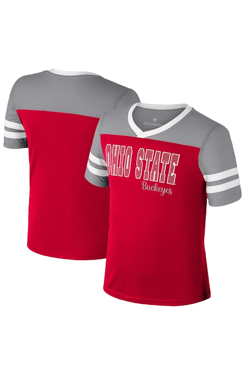 COLOSSEUM Girls Youth Colosseum Scarlet Ohio State Buckeyes Space Opera T-Shirt, Main, color, 