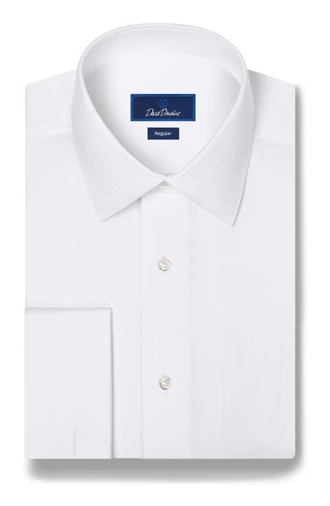 Regular Fit Solid Herringbone Formal Shirt