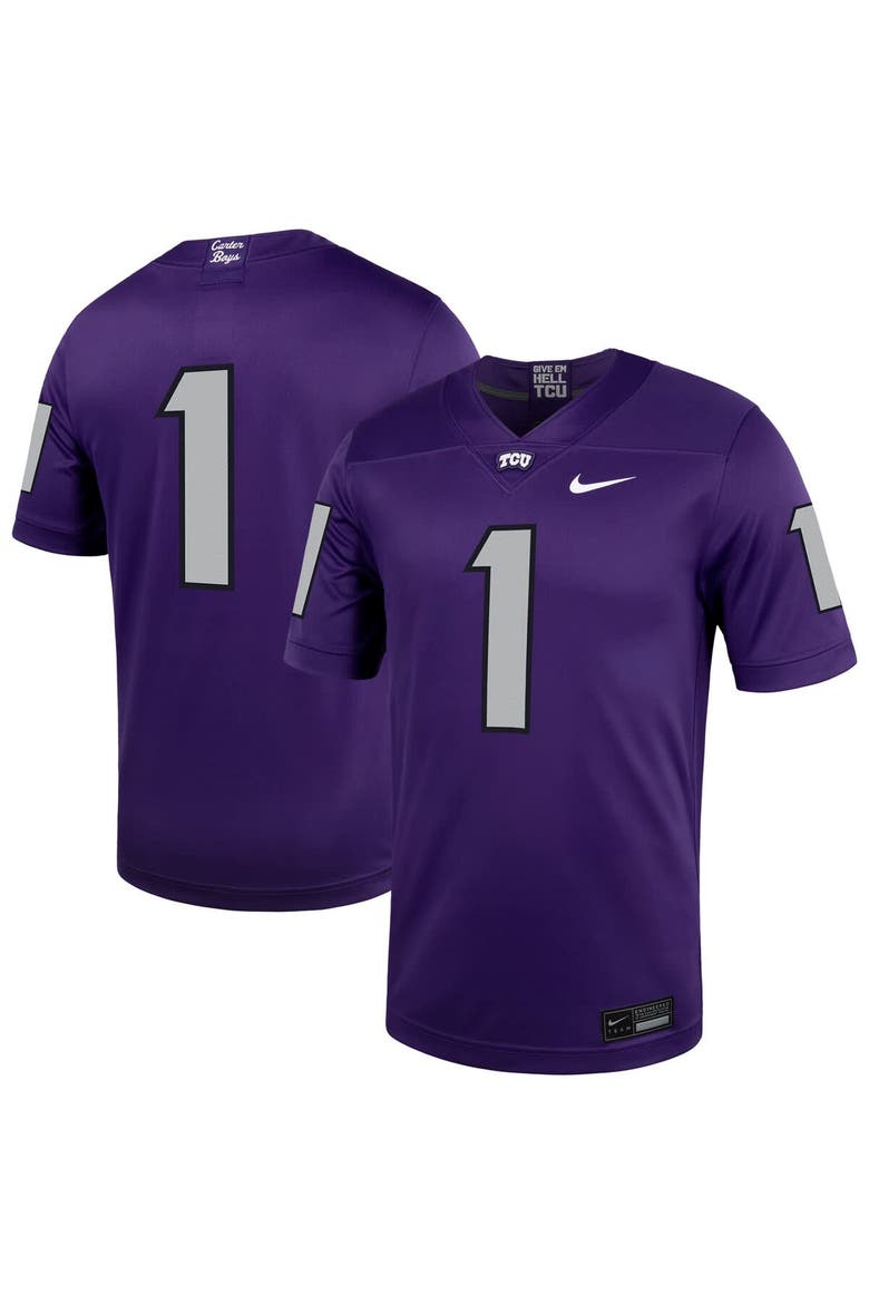 Men's Nike #1 Purple TCU Horned Frogs Untouchable Football Jersey, Main, color, Purple