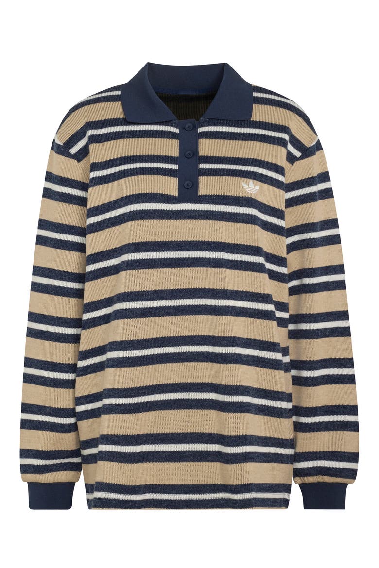 Stripe Brushed Knit Polo, Alternate, color, KHAKI THREE