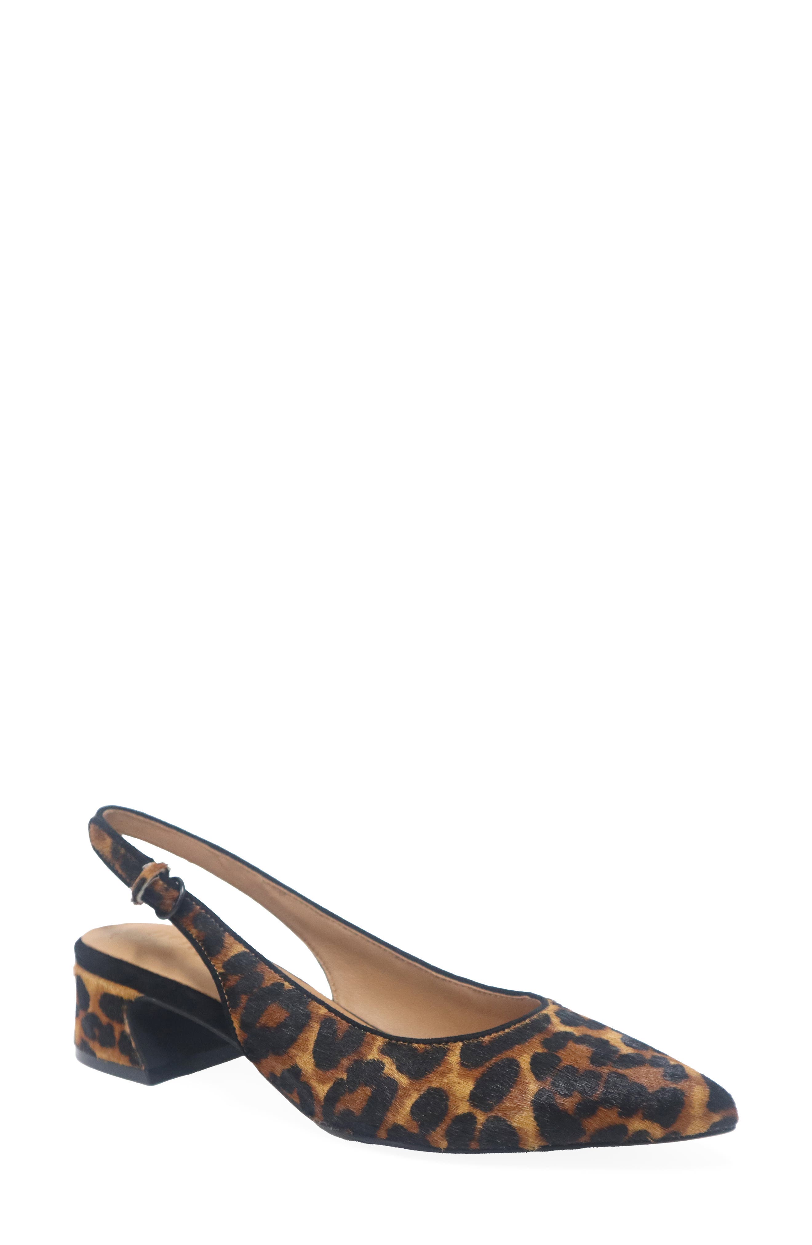 Gentle Souls Georgia Slingback Pointed Toe Pump, Main, color, Leopard Haircalf