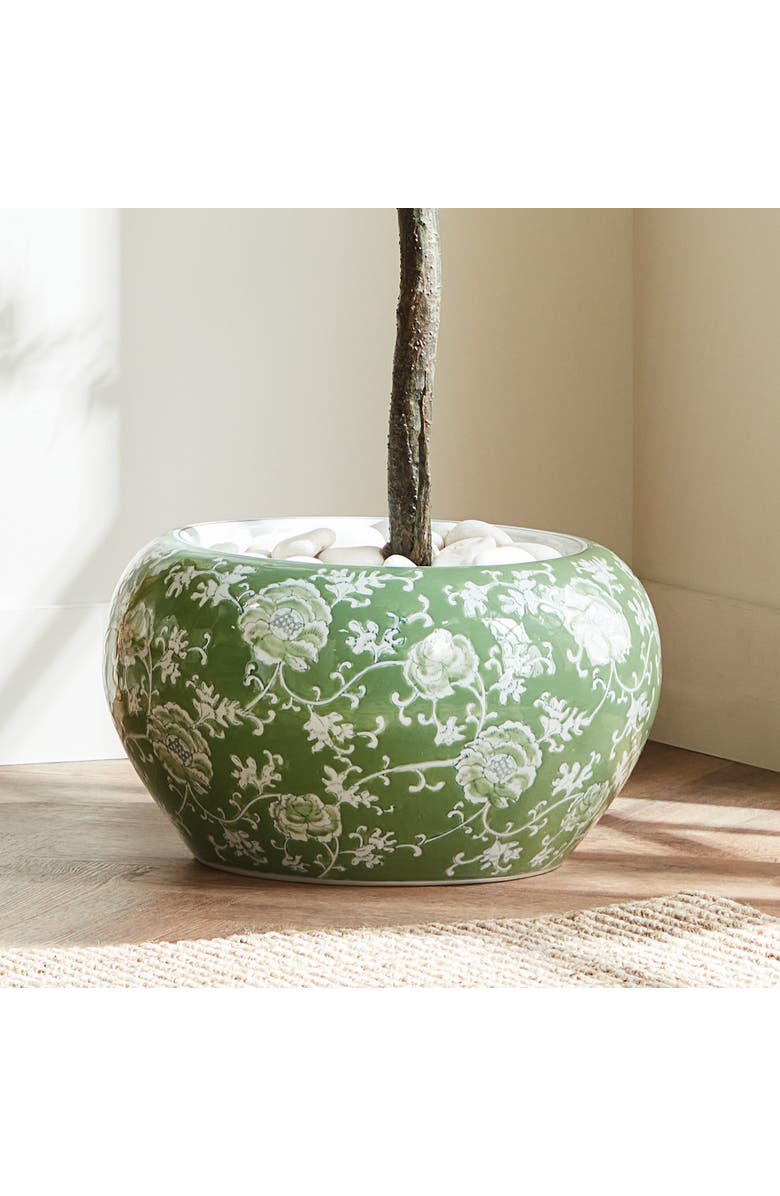 Napa Home & Garden Green & White Chinoiserie Large Imperial Lotus Planter, Alternate, color, Green