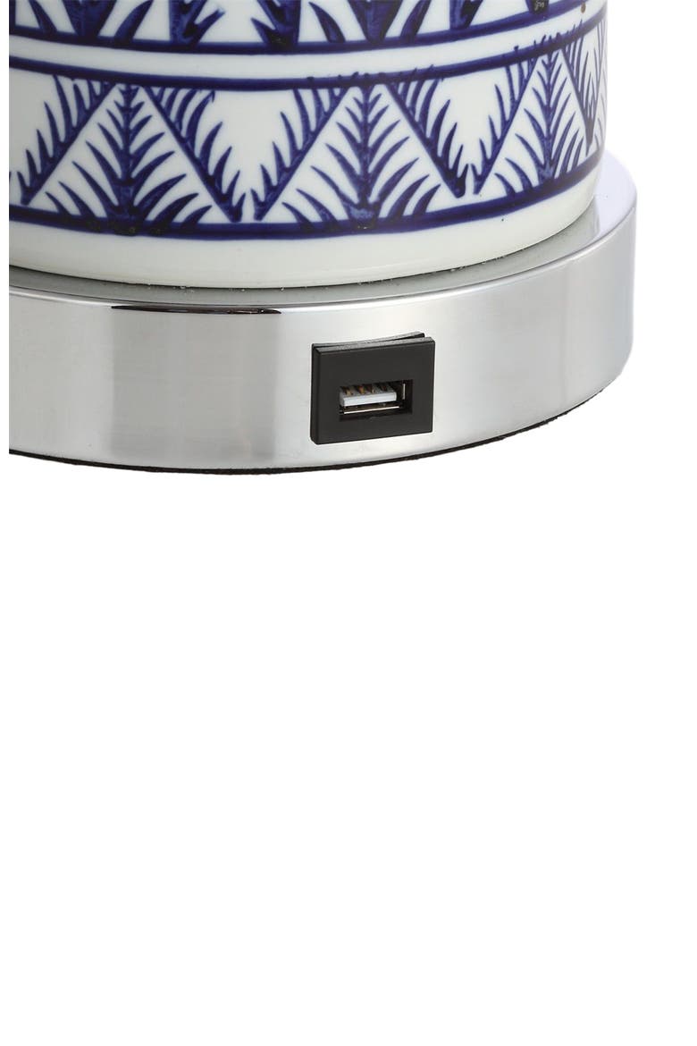 Sulka 27" Ceramic/Iron Contemporary USB Charging LED Table Lamp, Navy/Chrome, Alternate, color, Navy