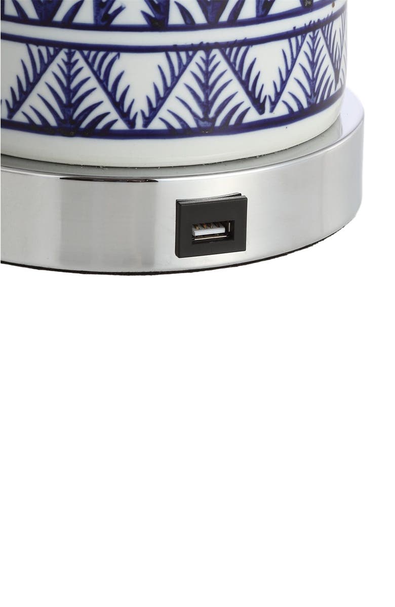 JONATHAN Y Sulka 27" Ceramic/Iron Contemporary USB Charging LED Table Lamp, Navy/Chrome, Alternate, color, Navy