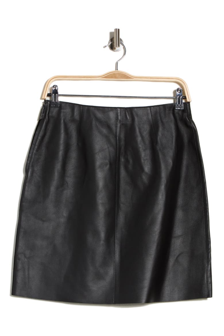 Lambskin Leather Miniskirt, Alternate, color, BLACK