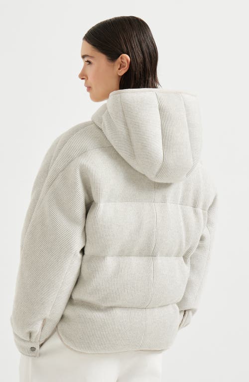 Brunello Cucinelli Hooded Ribbed Puffer Jacket In White