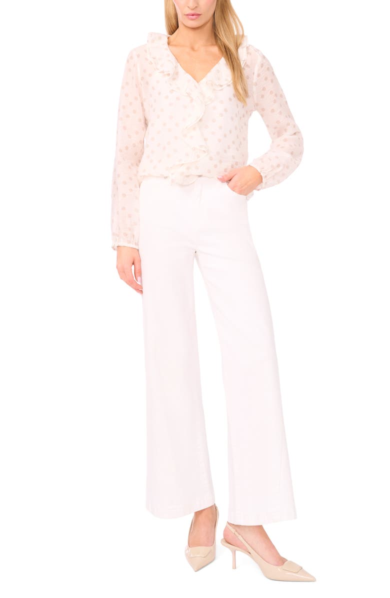 Halogen<sup>®</sup> Polka Dot Ruffle Trim Top, Alternate, color, Clay