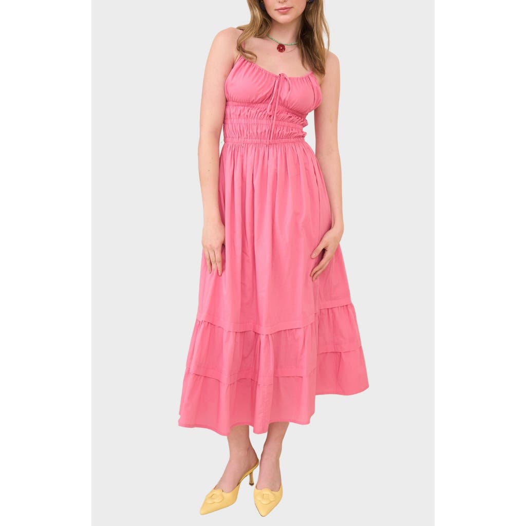 BLU PEPPER BLU PEPPER SMOCKED OPEN BACK COTTON MAXI DRESS