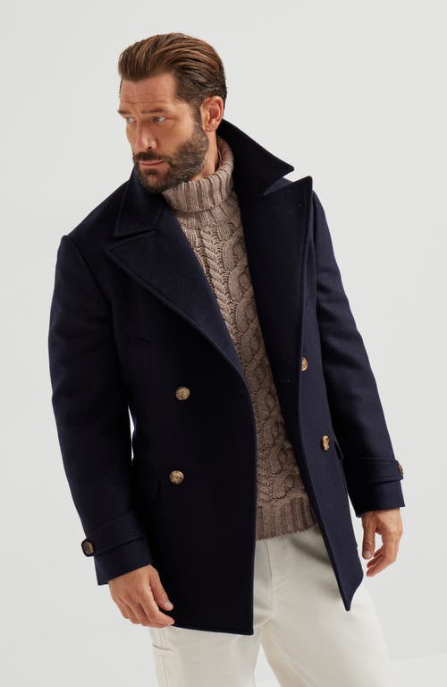 Brunello Cucinelli Double-breasted Felted Coat In Blue