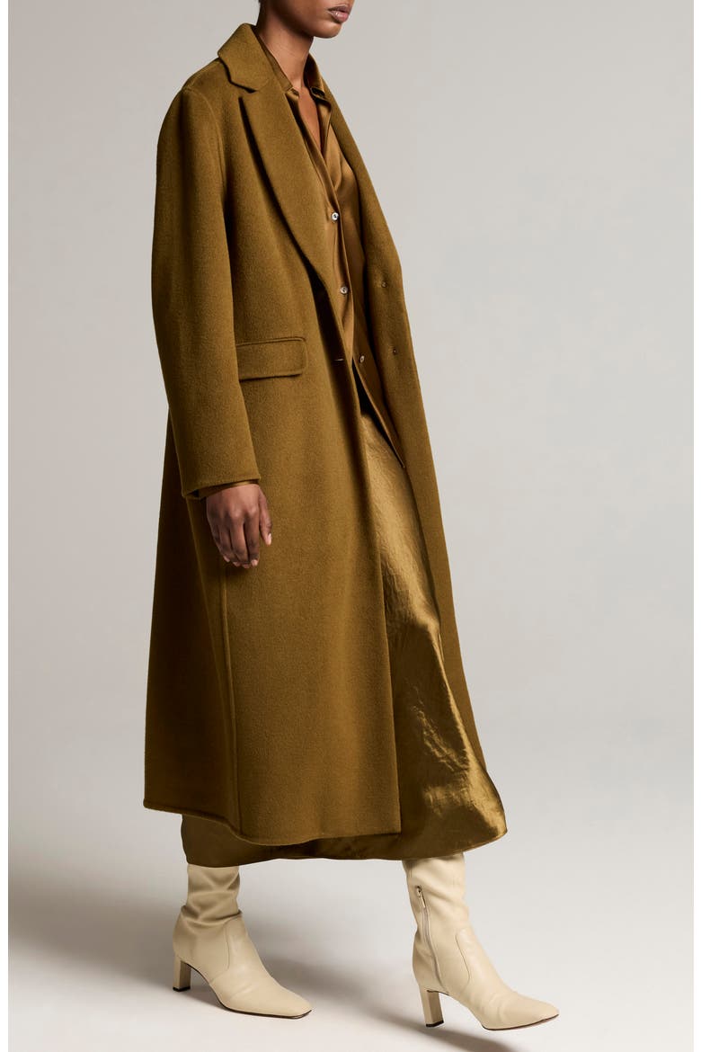 Single Breasted Wool & Cashmere Coat, Alternate, color, MOSS OCHRE