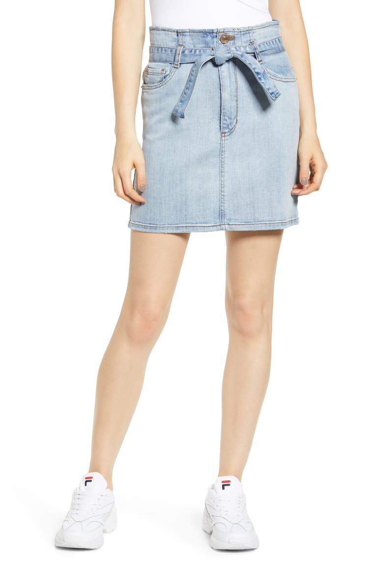 Belted Denim Skirt, Main, color, BLUEFIN
