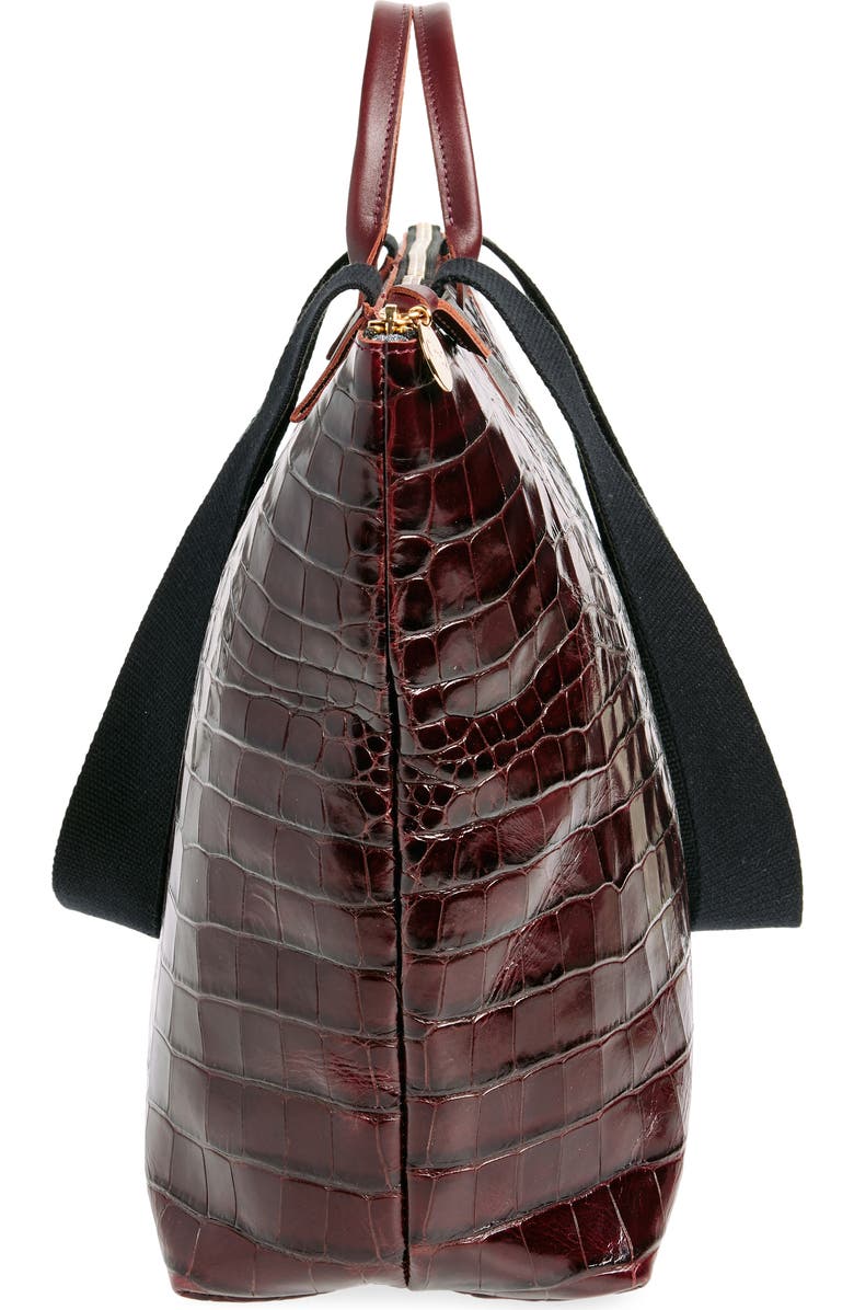 Clare V. Le Zip Sac Croc Embossed Leather Tote, Alternate, color,