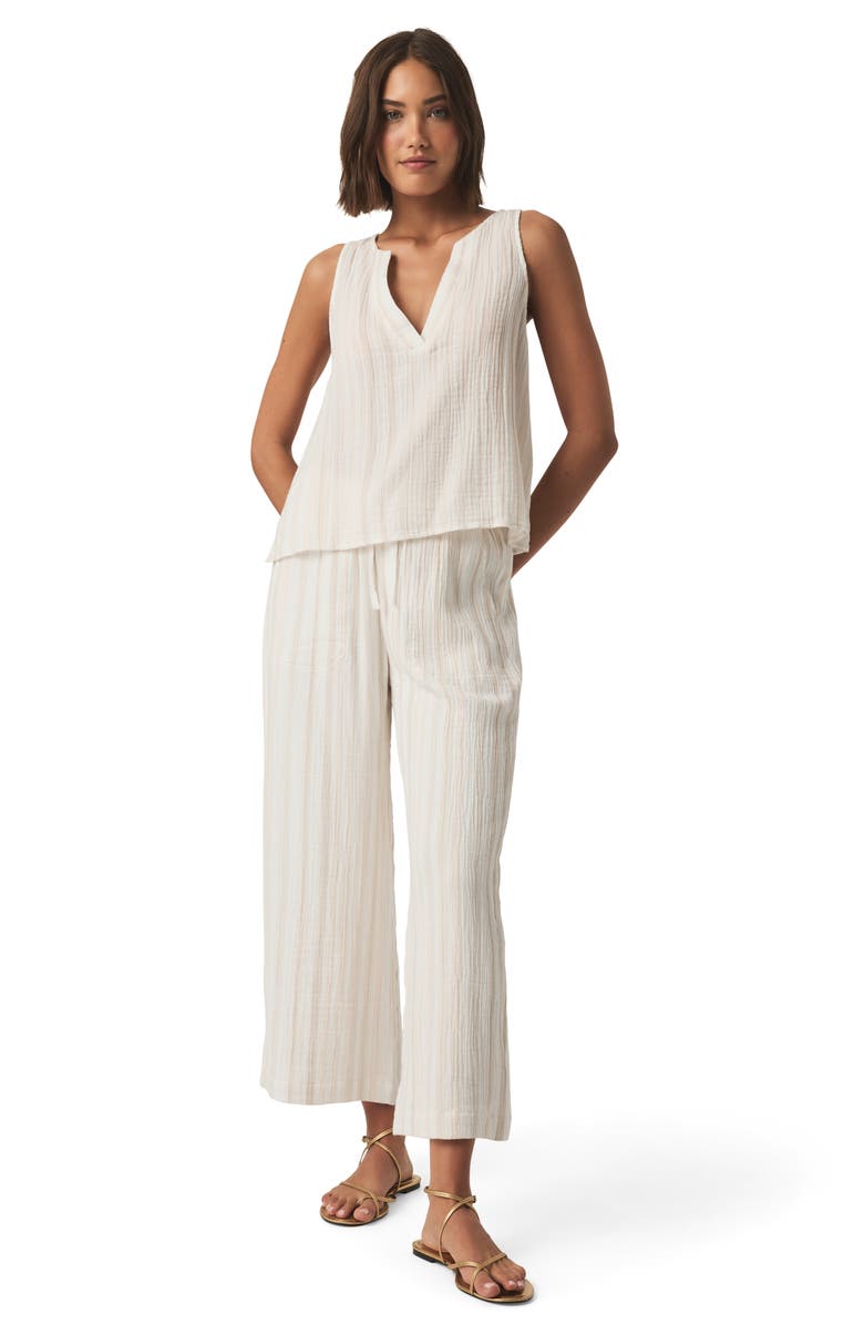 Splendid Kit Stripe Cotton Gauze Crop Wide Leg Pants, Alternate, color, Fawn Multi Stp