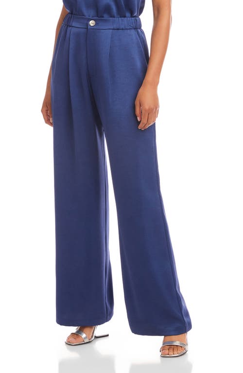Fifteen Twenty Sofi Satin Wide Leg Pants In Blue