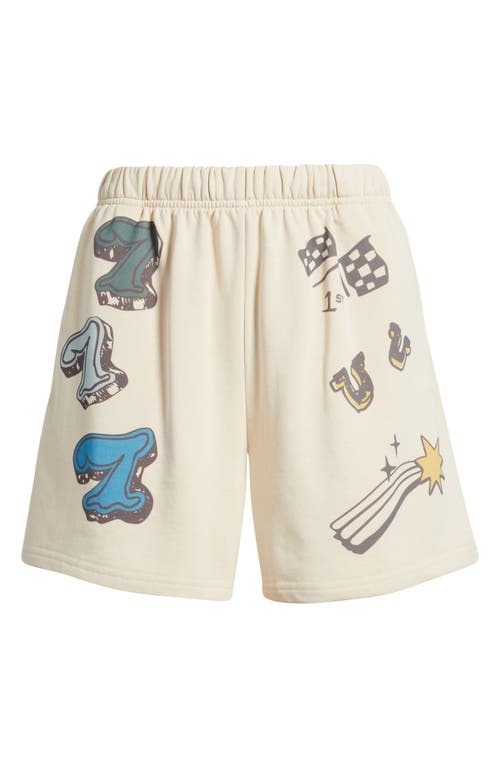 The Mayfair Group Feeling Lucky Graphic Sweat Shorts In White