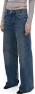 MANGO Rhinestone Wide Leg Jeans