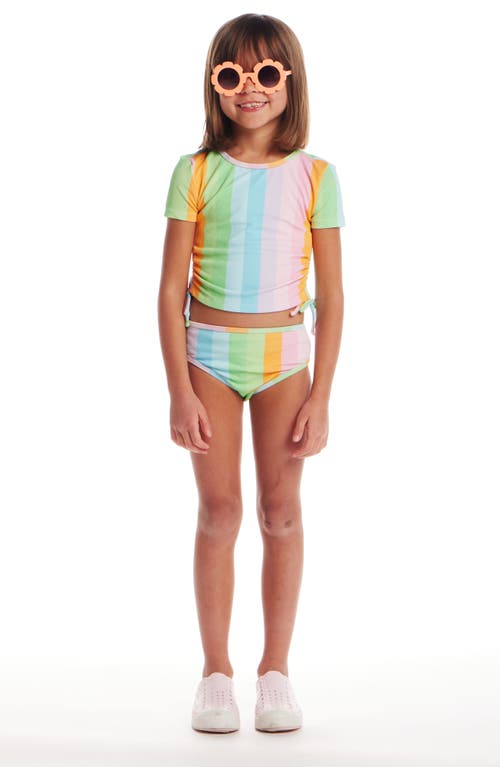 ANDY & EVAN ANDY & EVAN KIDS' SHORT SLEEVE TWO-PIECE RASHGUARD SWIMSUIT