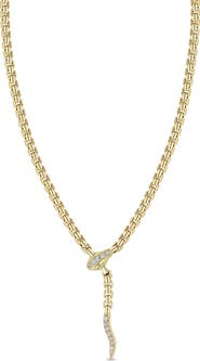Zoë Chicco Pavé Diamond Snake Box Chain Necklace