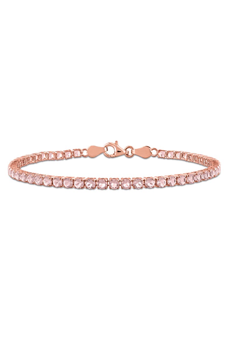 Gemstone Tennis Bracelet Sterling Silver, Main, color, Morganite/Rose-Plated