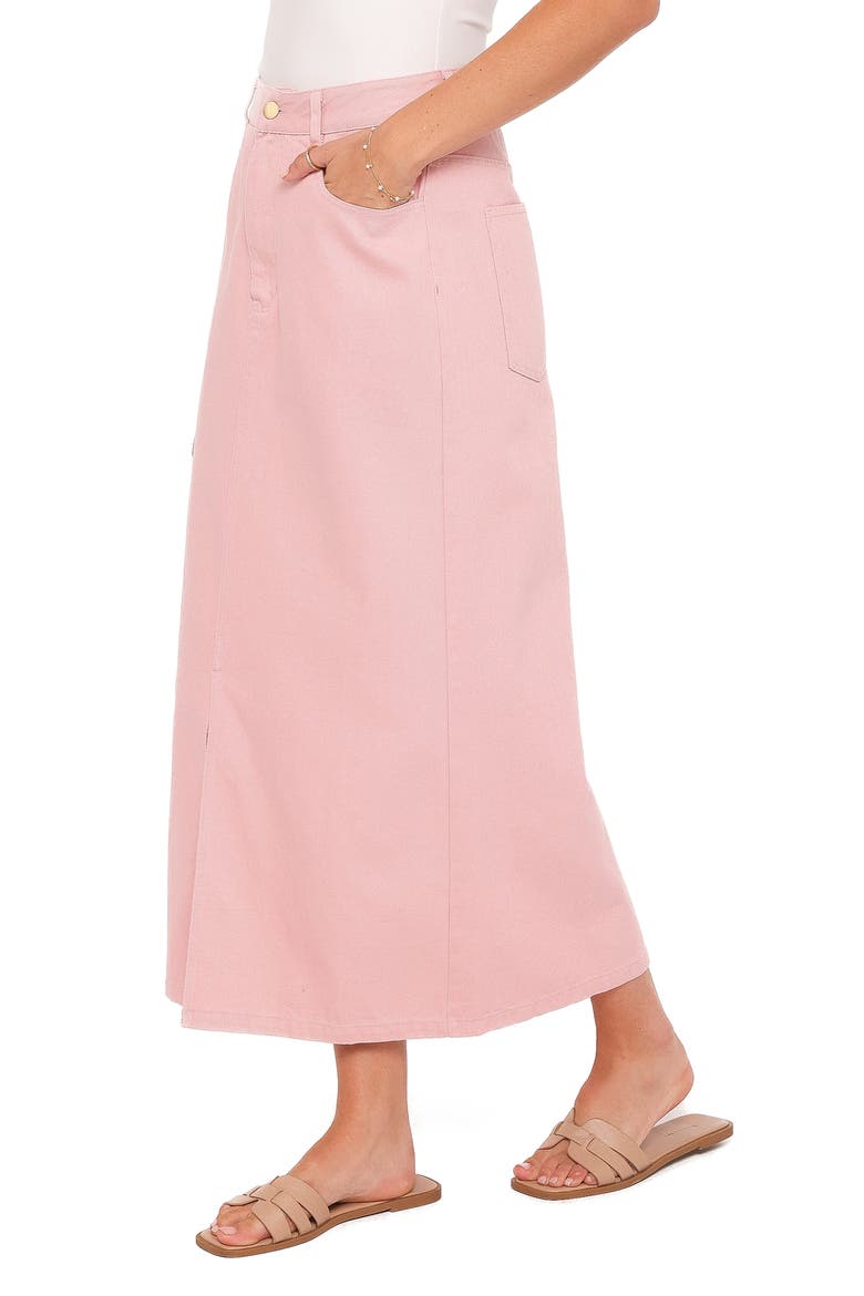 Dana Front Slit Denim Midi Skirt, Alternate, color, DUSTY PINK