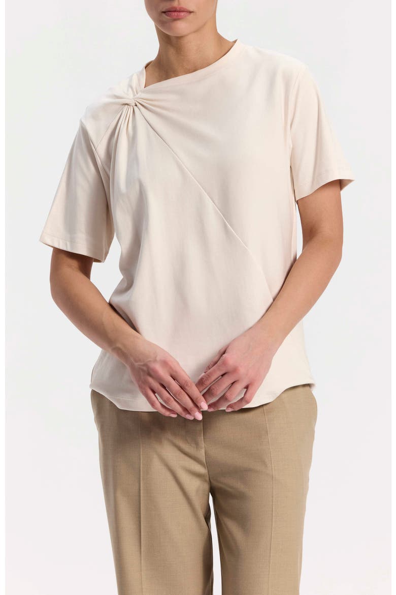 T-Shirt with Twist Shoulder Detail, Main, color, Cream