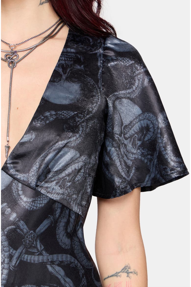 Ophion Print Satin Maxi Dress, Alternate, color, Charcoal