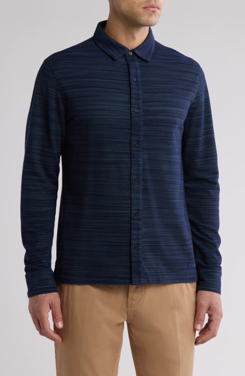 Classic Fit Space Dye Piqué Button-Up Shirt