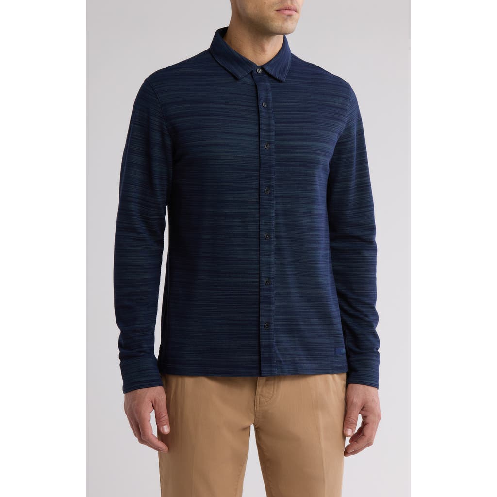 Scotch & Soda Classic Fit Space Dye Piqué Button-up Shirt In Navy