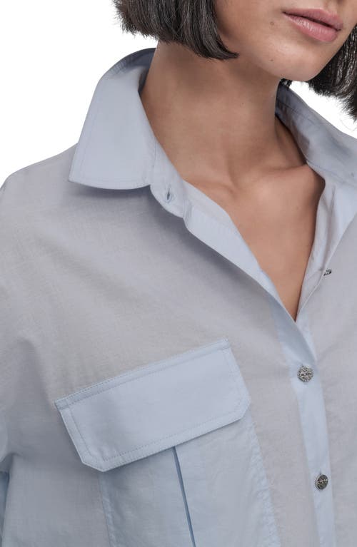 Dkny Cotton Voile Button-up Shirt In Blue