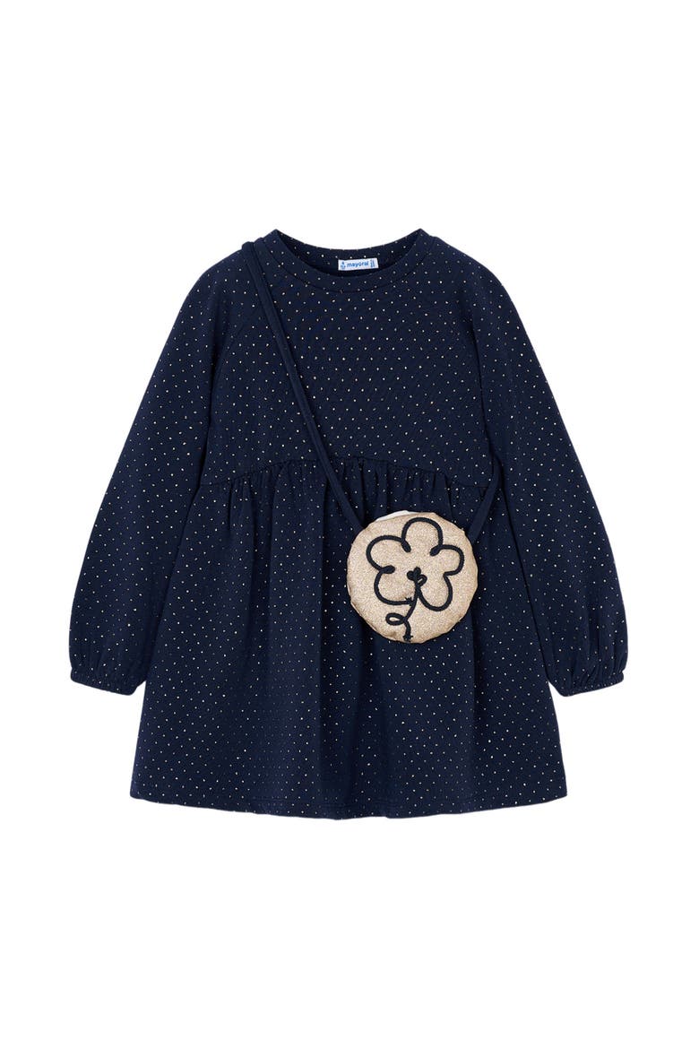 Fleece Dress with Handbag, Main, color, Navy