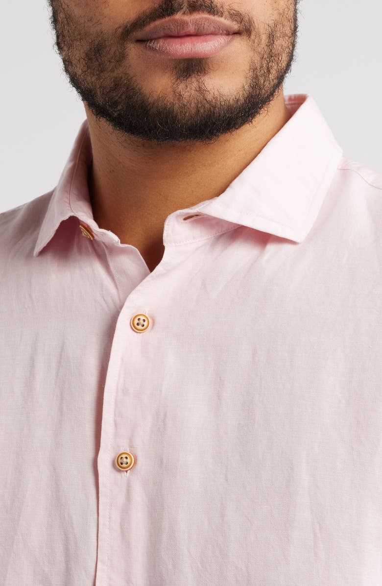 johnnie-O Gianna Hangin' Out Short Sleeve Linen & Lyocell Button-Up Shirt, Alternate, color, Petal