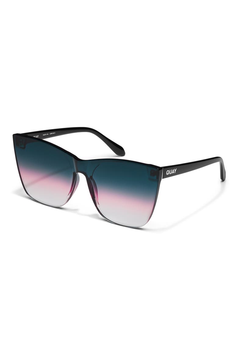 Come Thru 144mm Gradient Cat Eye Sunglasses, Alternate, color, BLACK/ TEAL GLOW