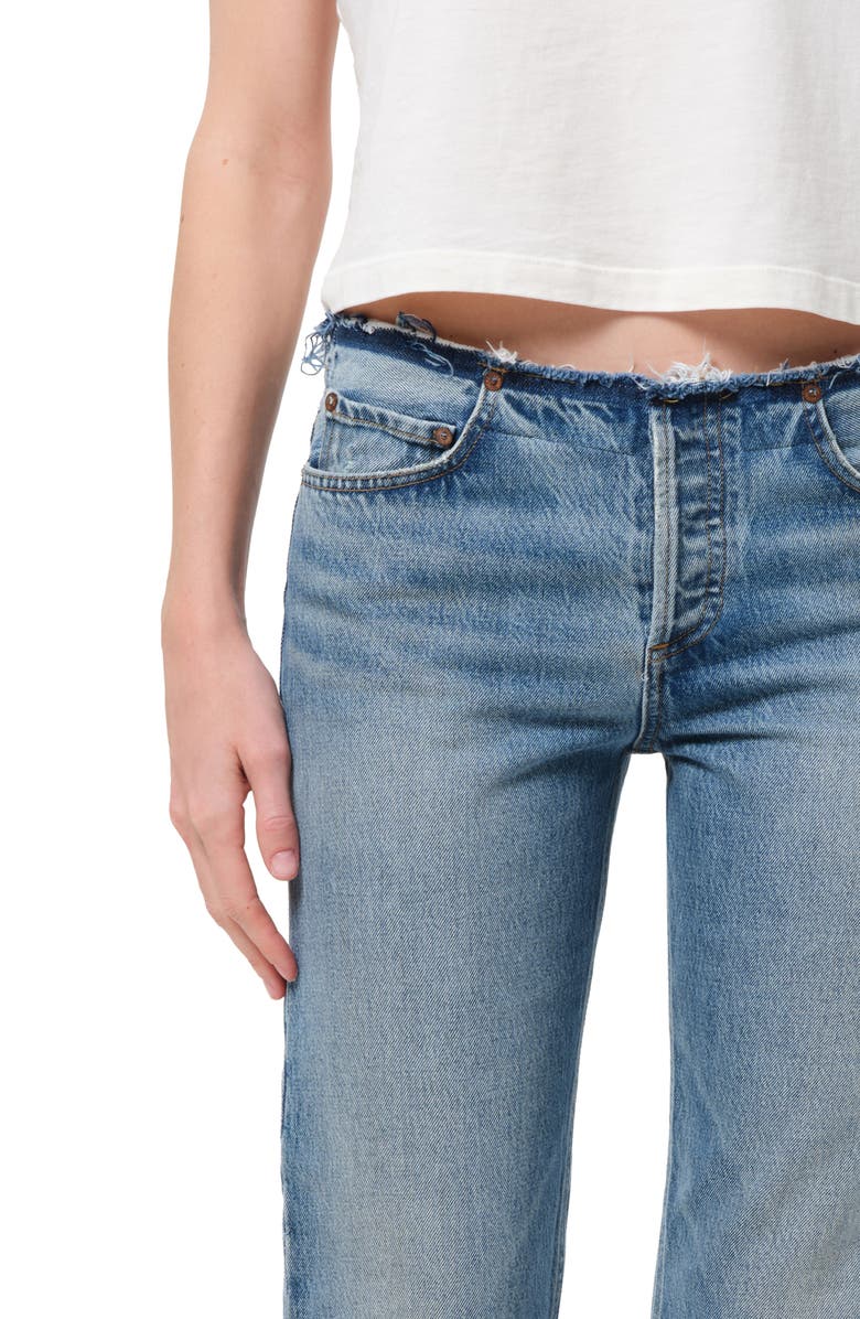 AGOLDE Frayed Waist Low Rise Ankle Slim Jeans, Alternate, color, Rhythmic