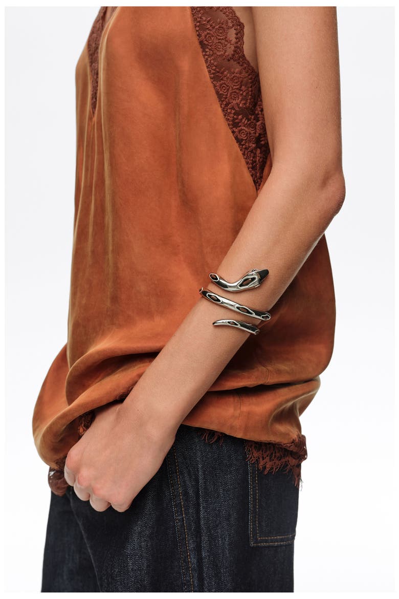 Enamel Snake Bracelet, Alternate, color, SILVER