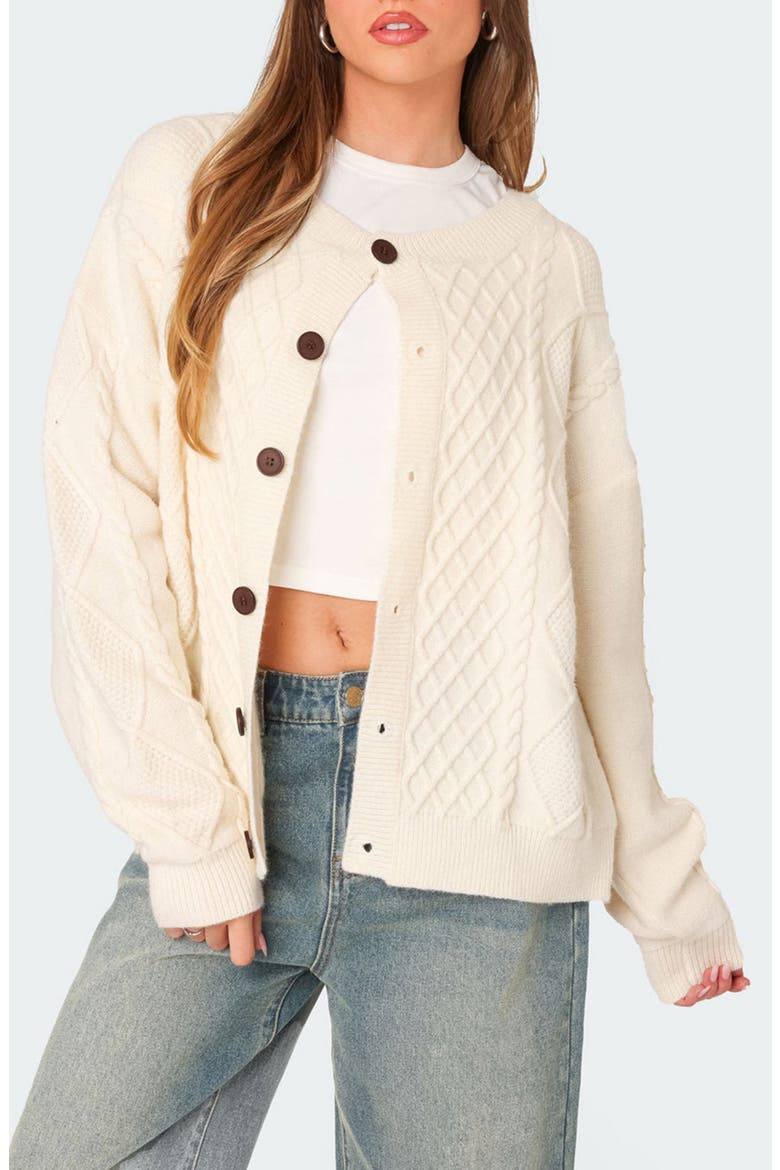 Rory Oversize Cable Stitch Cardigan, Main, color, CREAM