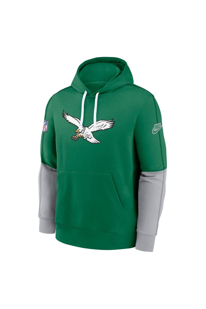 Men's Nike Kelly Green Philadelphia Eagles  Throwback Logo Club Tri-Blend Pullover Hoodie, Alternate, color, Kelly Green