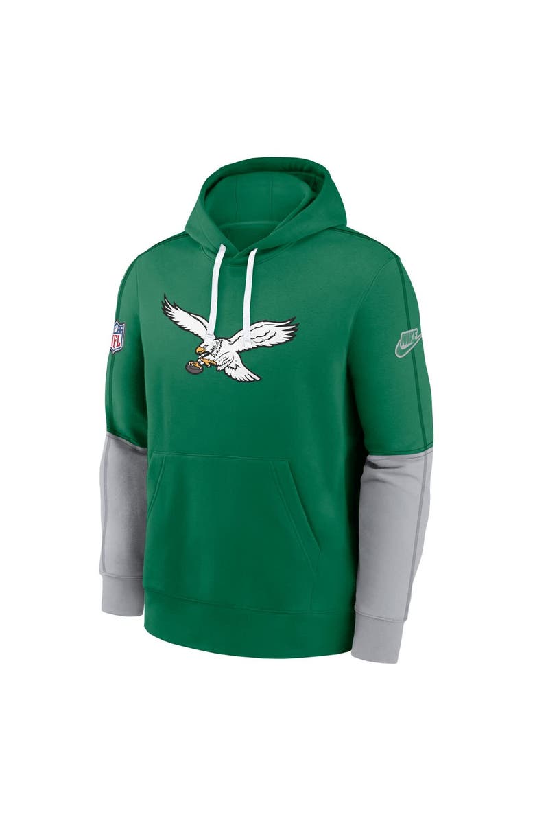 Nike Men's Nike Kelly Green Philadelphia Eagles Throwback Logo Club Tri-Blend Pullover Hoodie, Alternate, color, Kelly Green