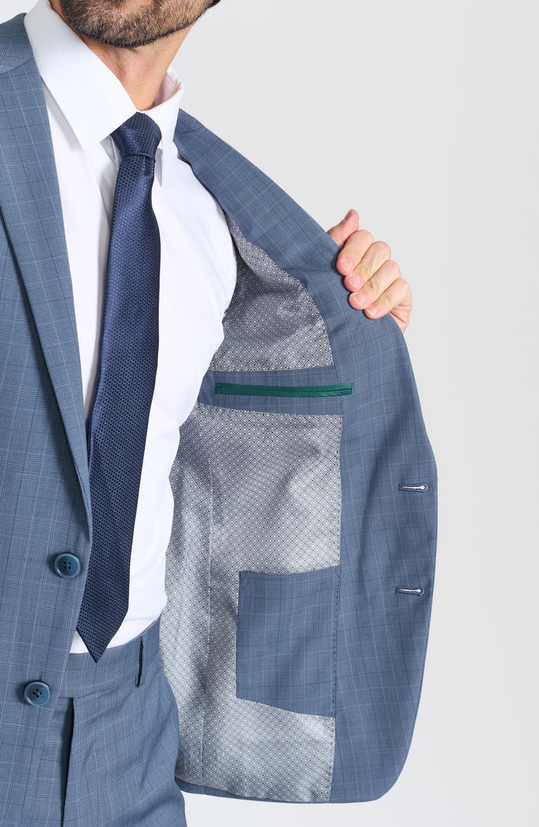 CRICKETEER Blue Glen Plaid Wool Blend Suit, Alternate, color, Blue